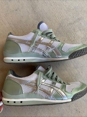 Onitsuka Tiger by Asics White and Sage Green Mesh Sneaker